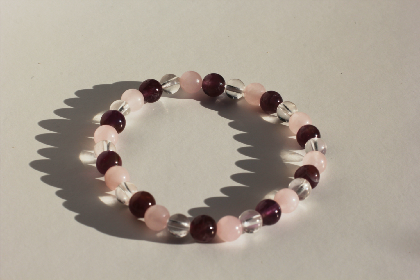 Quartz, Amethyst & Rose Quartz Crystal Beaded Bracelet